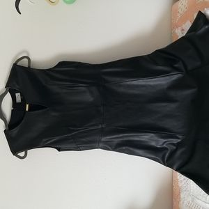 Tahari faux leather fitted dress